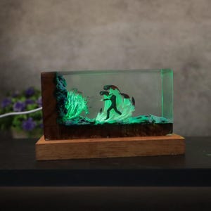 Personalization Gojo Satoru night light, JJK figure Resin, JJK led night light, JJK manga statue, Wood night light, jjk statue decor home. image 12