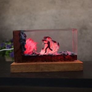 Personalization Gojo Satoru night light, JJK figure Resin, JJK led night light, JJK manga statue, Wood night light, jjk statue decor home. image 19