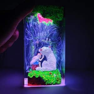 Handmade PRINCESS MONONOKE night light, Princess mononoke hime figure, Anime night light, Unique lamp, baby night light, Hot anime statue