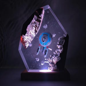 USS NCC - 1701-C figure, Star trek night light, Star trek spaceship model, Galaxy night light, astronaut night light, wood lamp, desk lamp