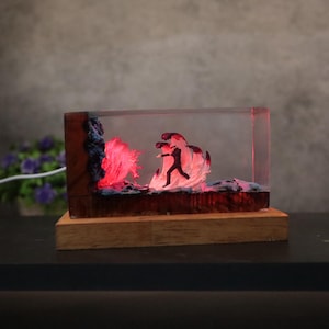 Personalization Gojo Satoru night light, JJK figure Resin, JJK led night light, JJK manga statue, Wood night light, jjk statue decor home. image 14