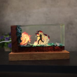Personalization Gojo Satoru night light, JJK figure Resin, JJK led night light, JJK manga statue, Wood night light, jjk statue decor home. image 17