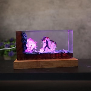 Personalization Gojo Satoru night light, JJK figure Resin, JJK led night light, JJK manga statue, Wood night light, jjk statue decor home. image 11