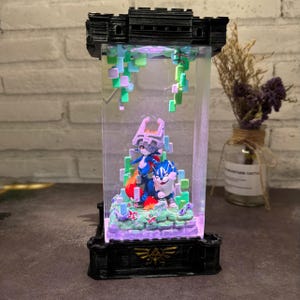 Epoxy Resin Handcrafted Night Light Zelda Midna & WOLF LINK – Unique Gift, Custom night light, birthday gift, back to school gift, wood lamp