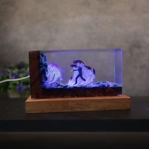 Personalization Gojo Satoru night light, JJK figure Resin, JJK led night light, JJK manga statue, Wood night light, jjk statue decor home. image 13