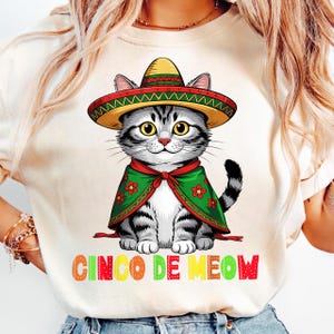 Grappige Cinco De Mayo Mexicaanse kat met sombrero mannen vrouwen png, Cinco De Drinko Bitchachos png, digitaal bestand, digitale download