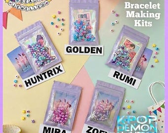 KPop Bracelet Making Kit MULTIPACK. 5 Set Party Favour, Kids Craft Gift Set