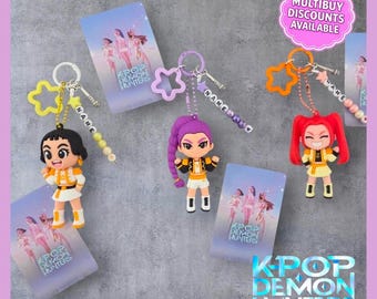 K-Pop Demon Hunters Inspired Keyring, Personalised Bag Charm, Party Bag Filler, Kids Fan Gift UK