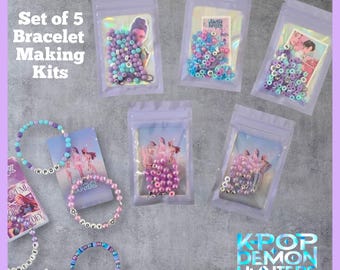 KPop Bracelet Making Kit MULTIPACK. 5 Set Party Favour, Kids Craft Gift Set