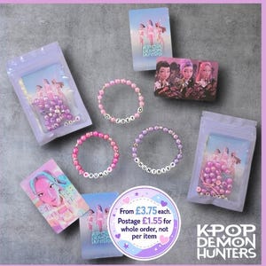 K-Pop Demon Hunters Inspired DIY Bracelet Kit, Girls Party Favour, Party Bag Filler, Personalised Kids Craft UK zdjęcie 1