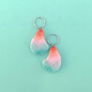 Lagoon Sunset Felt Earrings. Pink  boho earrings with soft gradient