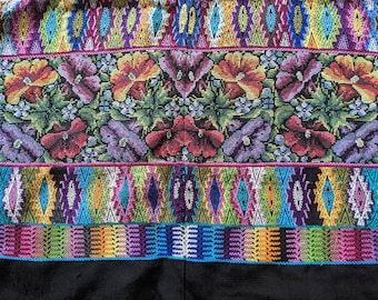 Divine Geometry and Flowers Handwoven Embroidered Huipil