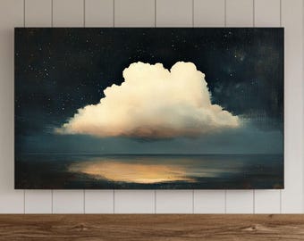 Marco de pintura de nubes vintage para TV, salvapantallas de nubes para Samsung, fondo de pantalla rústico de estilo rústico, fondo vintage oscuro, archivo digital