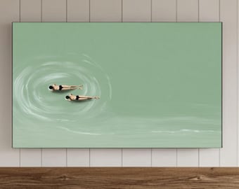ミニマリストのスイミングプールアート、サムスンフレームテレビアート（デジタルダウンロード）
