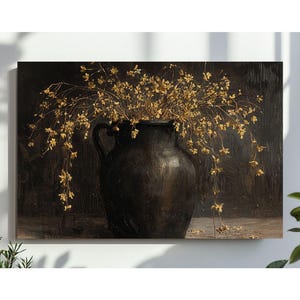 Rustic Dark Floral Autumn Wall Art, Moody Warm French Country Cottage Botanical Decor, Download, Digital, PRINTABLE, North Prints, Painting
