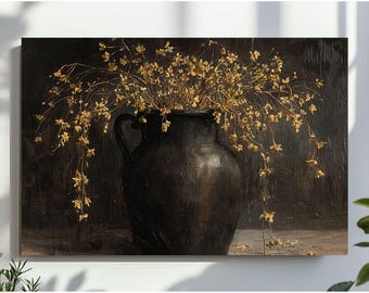 Rustic Dark Floral Autumn Wall Art, Moody Warm French Country Cottage Botanical Decor, Download, Digital, PRINTABLE, North Prints, Painting