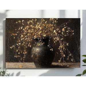 Rustic Dark Floral Autumn Wall Art, Moody Warm French Country Cottage Botanical Decor, Download, Digital, PRINTABLE, North Prints, Painting