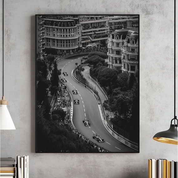 F1 Monaco Grand Prix Wall Art,Formula 1 Racing Print,Black and White F1 Print,Formula 1 Racetrack Digital,F1 Fans Gift Download