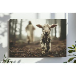 Lost Sheep Wall Art, Jesus the Good Shepherd Artwork, Faith-Inspired Christian Painting, Religious Wall Decor, Christian Gift, Digital File