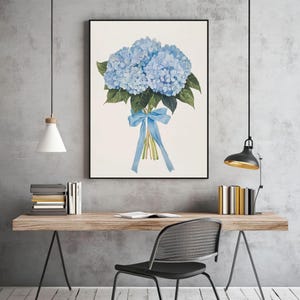 Blue Hydrangea Watercolor Print, Botanical Wall Art (digital Download ...