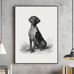 German Shorthaired Pointer Sketch Wall Art, GSP Sketch Poster, Dog Owner Gift, Dog Drawing Artwork, Countryside Print, Farmhouse Decor