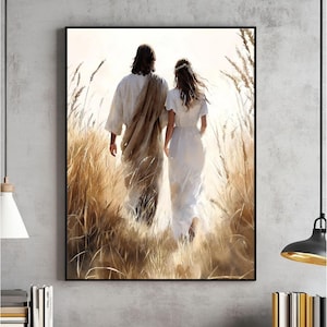 Jesus Walking With A Woman Wall Art, Jesus Christ Print, Bible, Christian Poster, Jesus Watercolor, Lds Digital, Jesus Picture, Christian