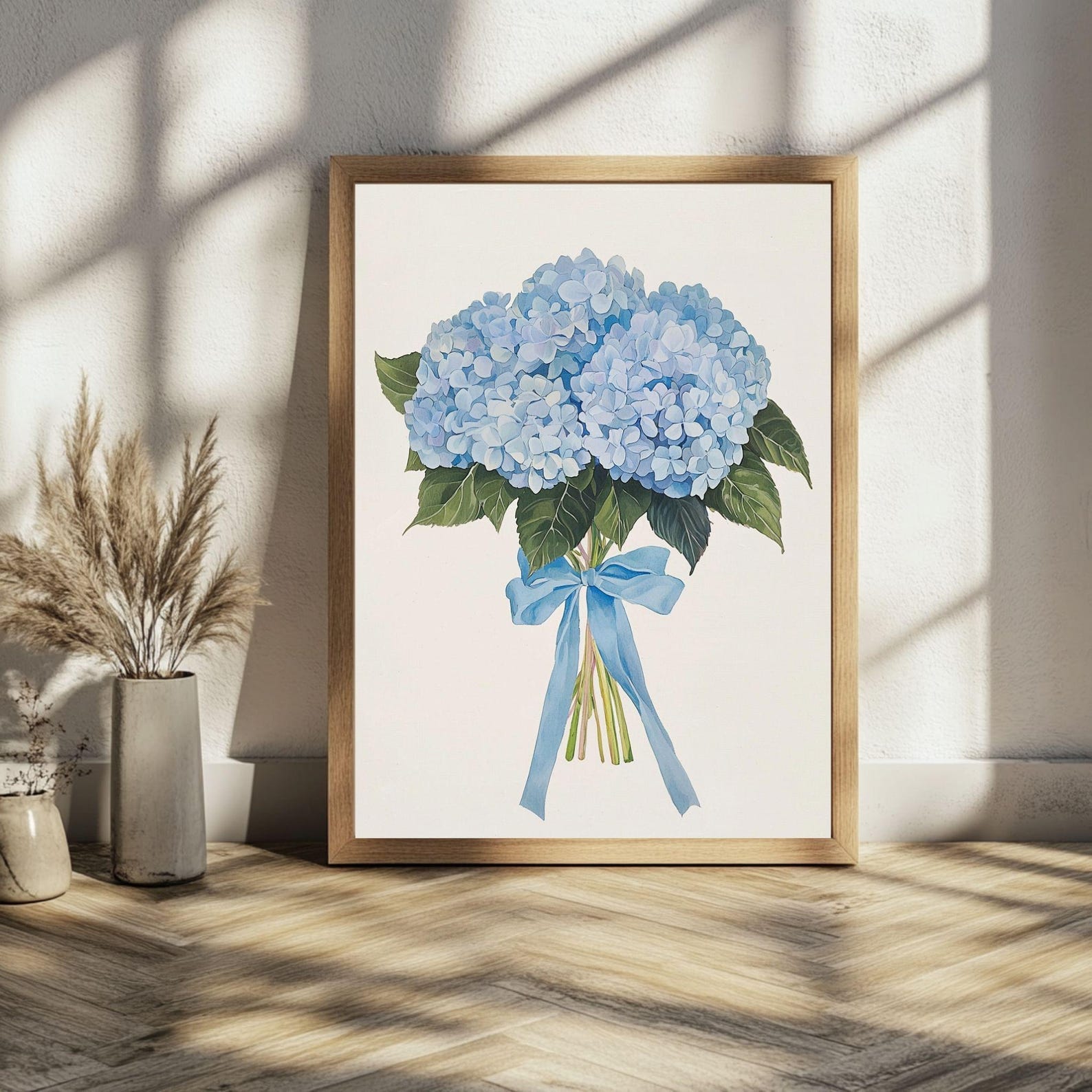 Blue Hydrangea Watercolor Print, Botanical Wall Art (digital Download ...