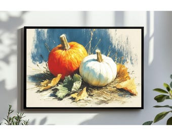 Vintage Thanksgiving Pumpkin Wall Art, Fall Wall Decor, Rustic Fall Poster, Country Autumn Print, Antique Thanksgiving Digital Download