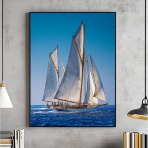 Sailboat Regatta Photo Wall Art, Coastal Yacht Racing Print, Nautical Ocean Decor for Beach House, Living Room or Office, Digital Download