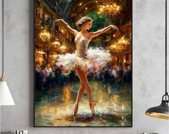 Vintage Ballerina Art Print, Pink Ballet Decor (Digital Download)