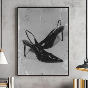 Black And White Heels Wall Art, Girly Minimalistic Teen Room Decor, Luxury Poster, High Heels Fashion Print, Stylish Above Bed Digital