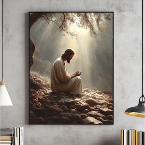 Garden of Gethsemane Wall Art, Picture of Jesus Praying, Jesus Painting, Christian Printable, Bible, Jesus Print, Christian, Jesus Poster