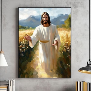 Follow Christ Wall Art, I Will Walk With Christ Print, Come Follow Me, I Walk By Faith, Jesus Painting, Catholic, LDS, Christian Digital