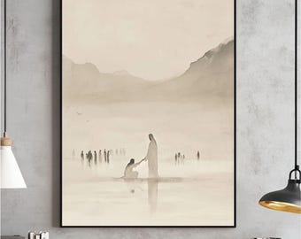 Mujer toca a Jesús DESCARGA DIGITAL, Impresión de Jesús sanando Arte bíblico, Cristiano moderno, Arte mural con versículo bíblico, Boceto bíblico en pastel, Cristiano