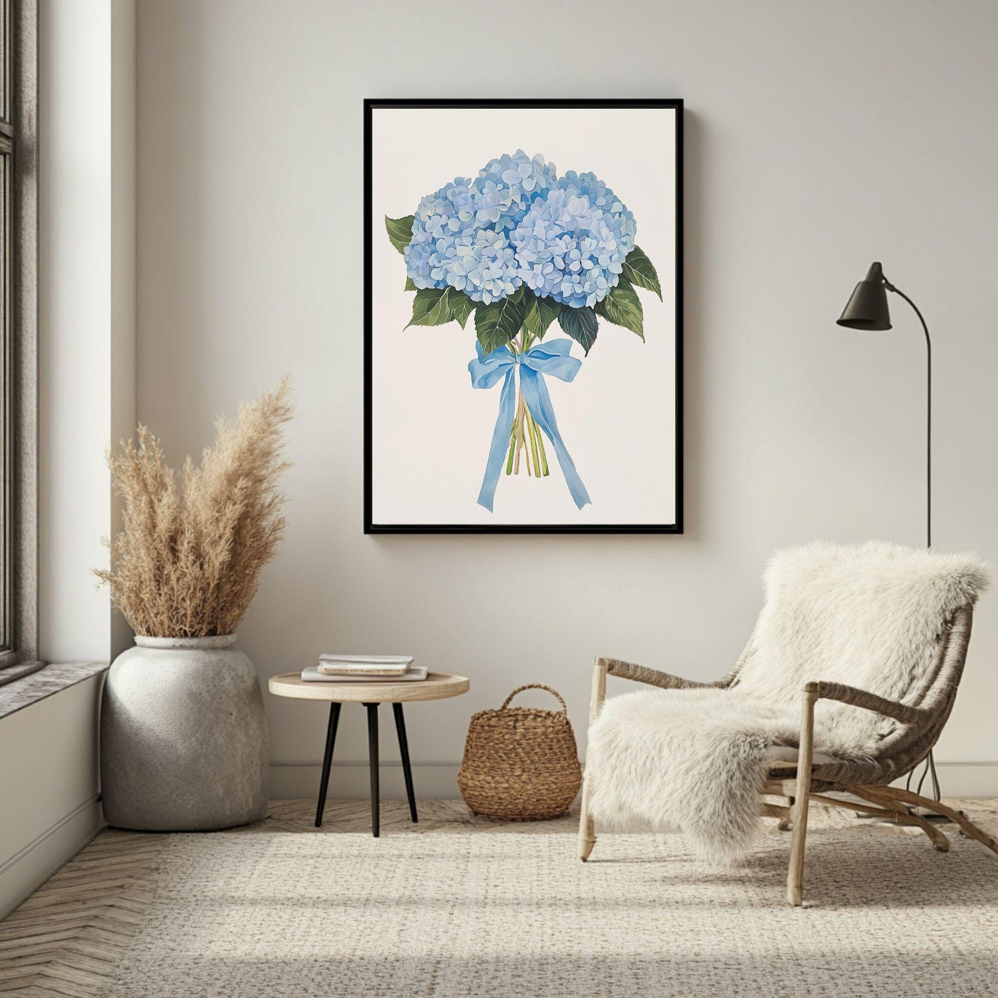 Blue Hydrangea Watercolor Print, Botanical Wall Art (digital Download ...