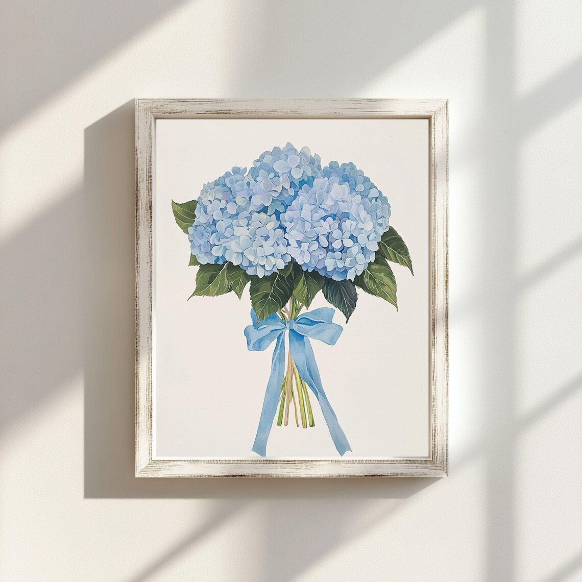 Blue Hydrangea Watercolor Print, Botanical Wall Art (digital Download ...