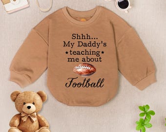 My First Football Season Baby Romper Sweatshirt, Football Daddy Baby Romper Bodysuit, Game'S Day Baby Outfit, Football Game Day