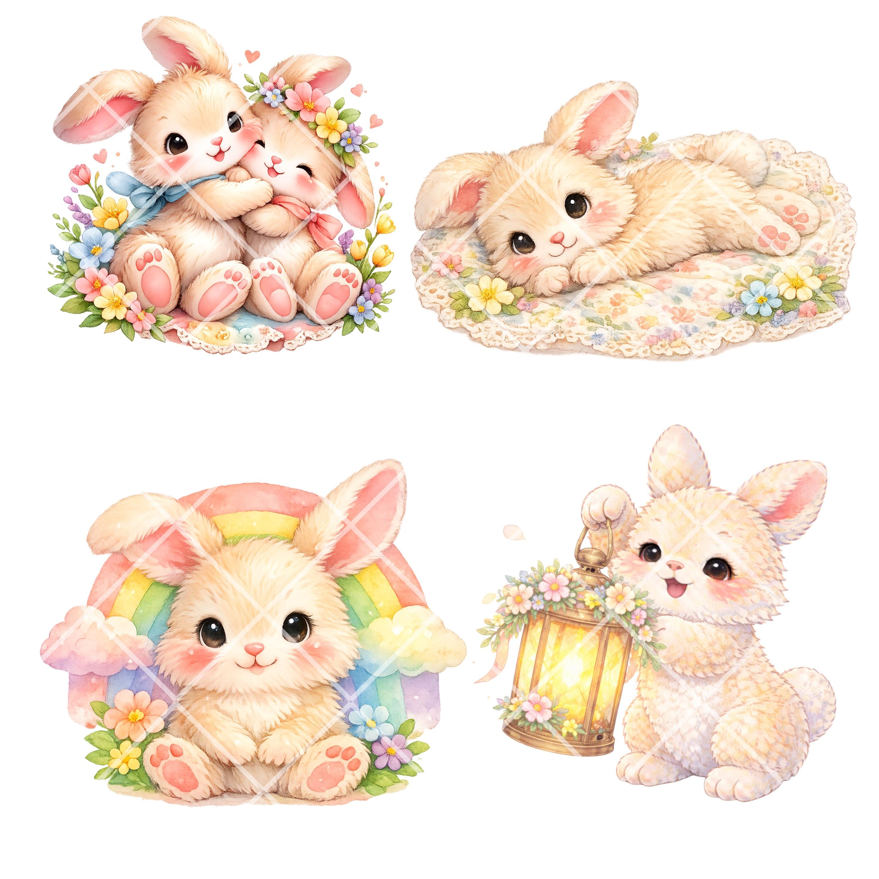 Watercolor Easter Bunny Clipart Bundle – Spring PNG Files (digital ...