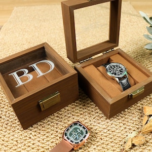 Uhrenbox mit Glasplatte und Kissen-Holzuhr Geschenkbox, Hochzeitstag Bräutigam Geschenk, Reverse Proposal Box