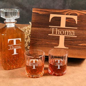 Groomsmen Gifts, Personalized Whiskey Decanter Set with Wood Box, Groomsmen Proposal Groomsman Gift Best Man Gift Gift for Dad