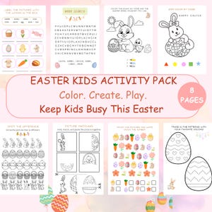 Easter Activity Pack For Kids, Printable Easter Games, Easter Coloring, Digital Kids Download, Bunny, Eggs Coloring, Scavenger Hunt