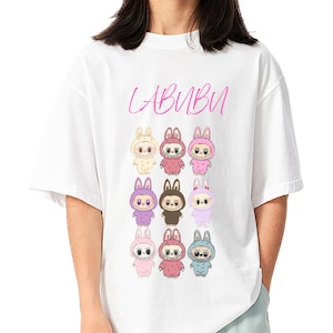 Oversized Kids T-Shirt with LABUBU Print - Cute Cartoon Graphic Tee for Boys & Girls, Soft Cotton Summer Shirt