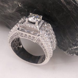 Moissanite Ring for Men: 925 Sterling Silver Band, Elegant Style