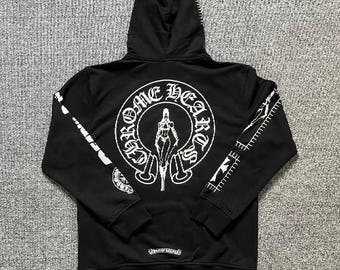 Gothic Graphic Black Pullover Hoodie Edgy Streetwear Sweatshirt