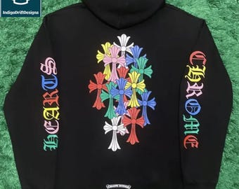 Multi Color Multicross inspired Black Pullover Hoodie