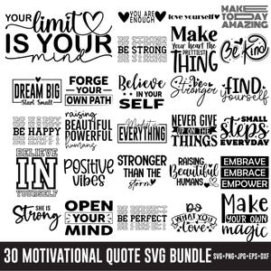 Paquete de SVG motivacionales, SVG de citas positivas, SVG inspiradores, SVG de esperanza, SVG de mensajes positivos, SVG de amor propio, Archivos de corte para Cricut, Silhouette