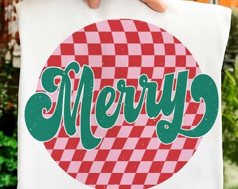 Retro Checkered Merry Christmas png, Retro Checkered Merry png, Christmas png, Christmas Shirt svg, Retro Christmas png, Merry Christmas png