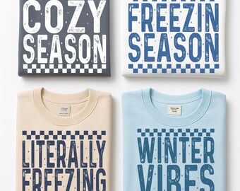 Trendy Winter png Bundle, Cozy Season png, Winter Vibes, Literally Freezing, Freezin Season, Preppy Retro Distressed shirt svg, Sublimation