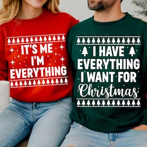 Jag har allt jag önskar mig till jul svg, Det är jag, jag är allt, svg, Matchande par jultröja design, Julpar svg