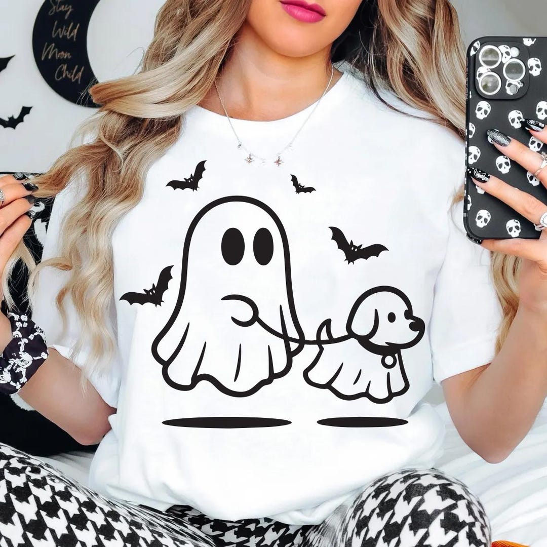 Ghost Walking Dog Svg Png, Skeleton Dog Boop Svg, Halloween Svg, Ghost ...